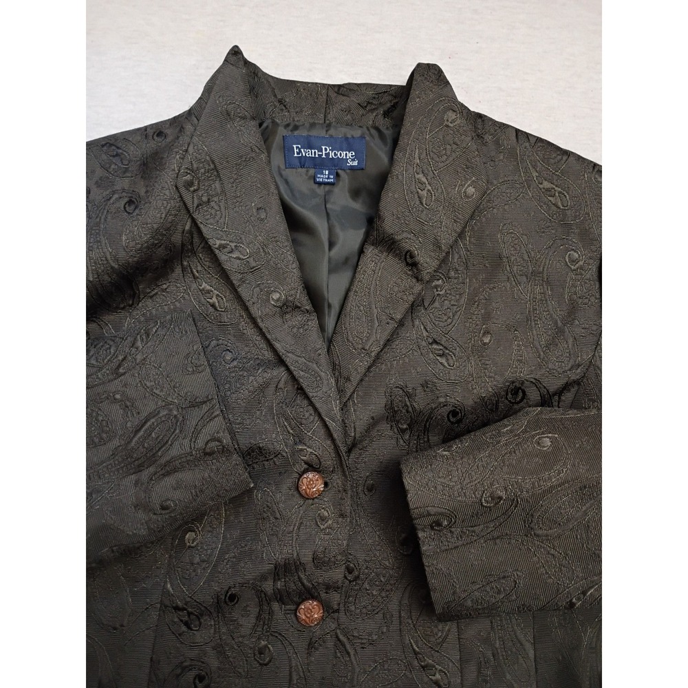 Evan-Picone Suit Womens 18 Brown Paisley Jacquard Blazer and Skirt 2 PC Set